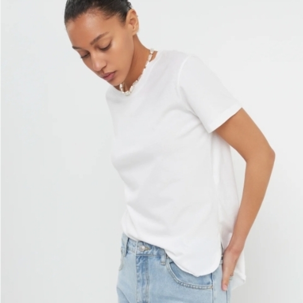 GREY LAB White T-Shirt With Curved Hem Size M